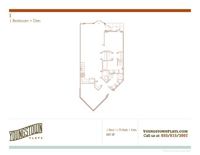 1x1 C Den 222 floor plan